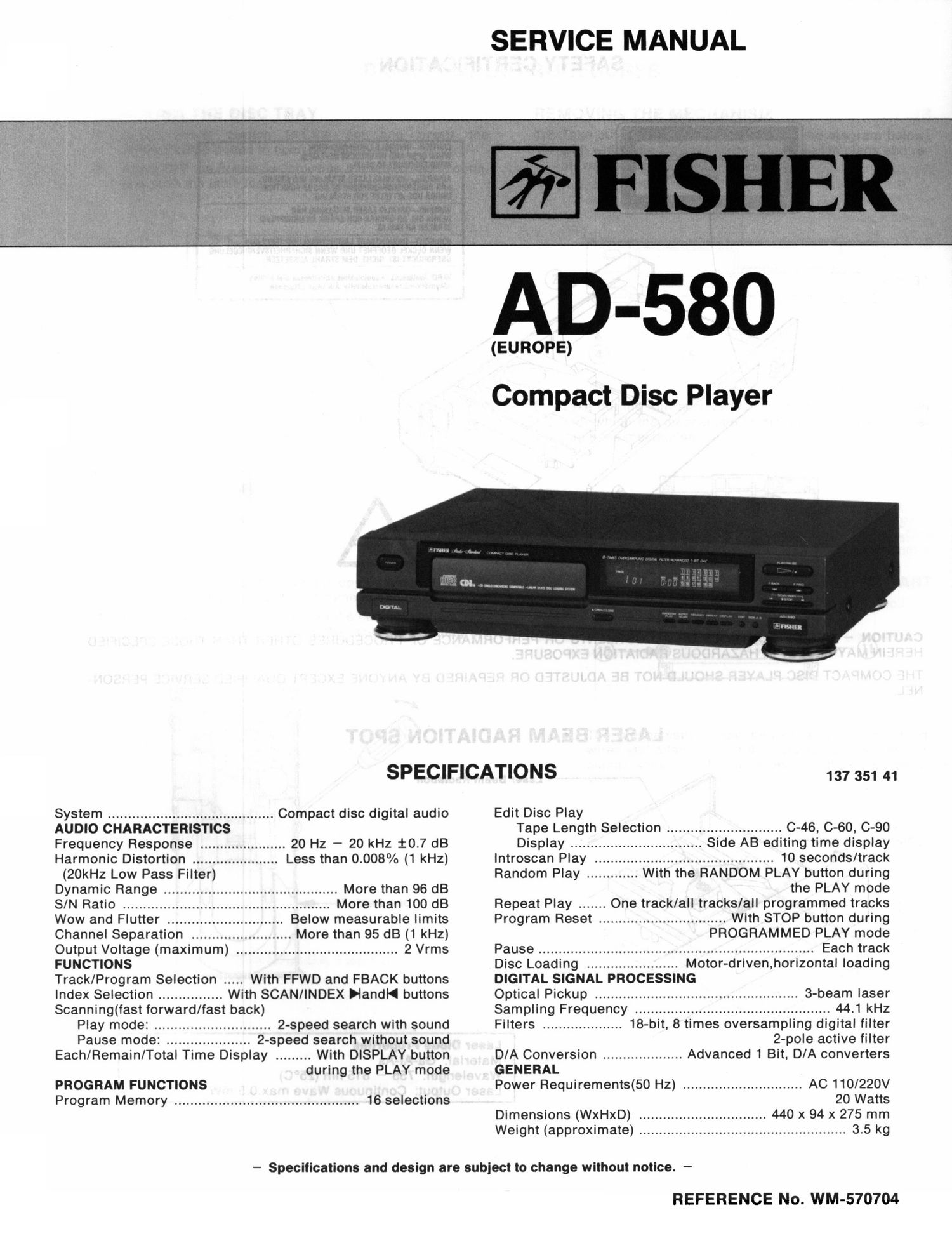 Fisher AD 580 Schematic