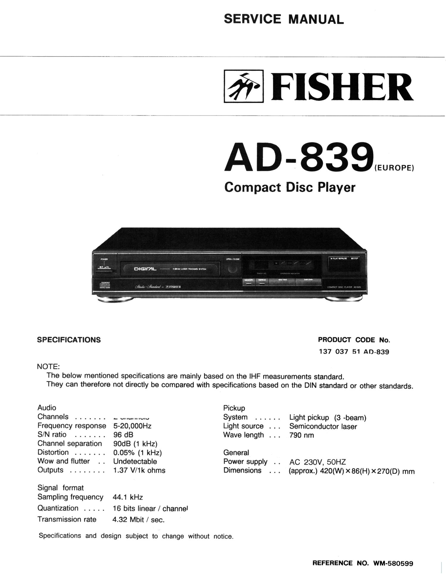 Fisher AD 839 Schematic