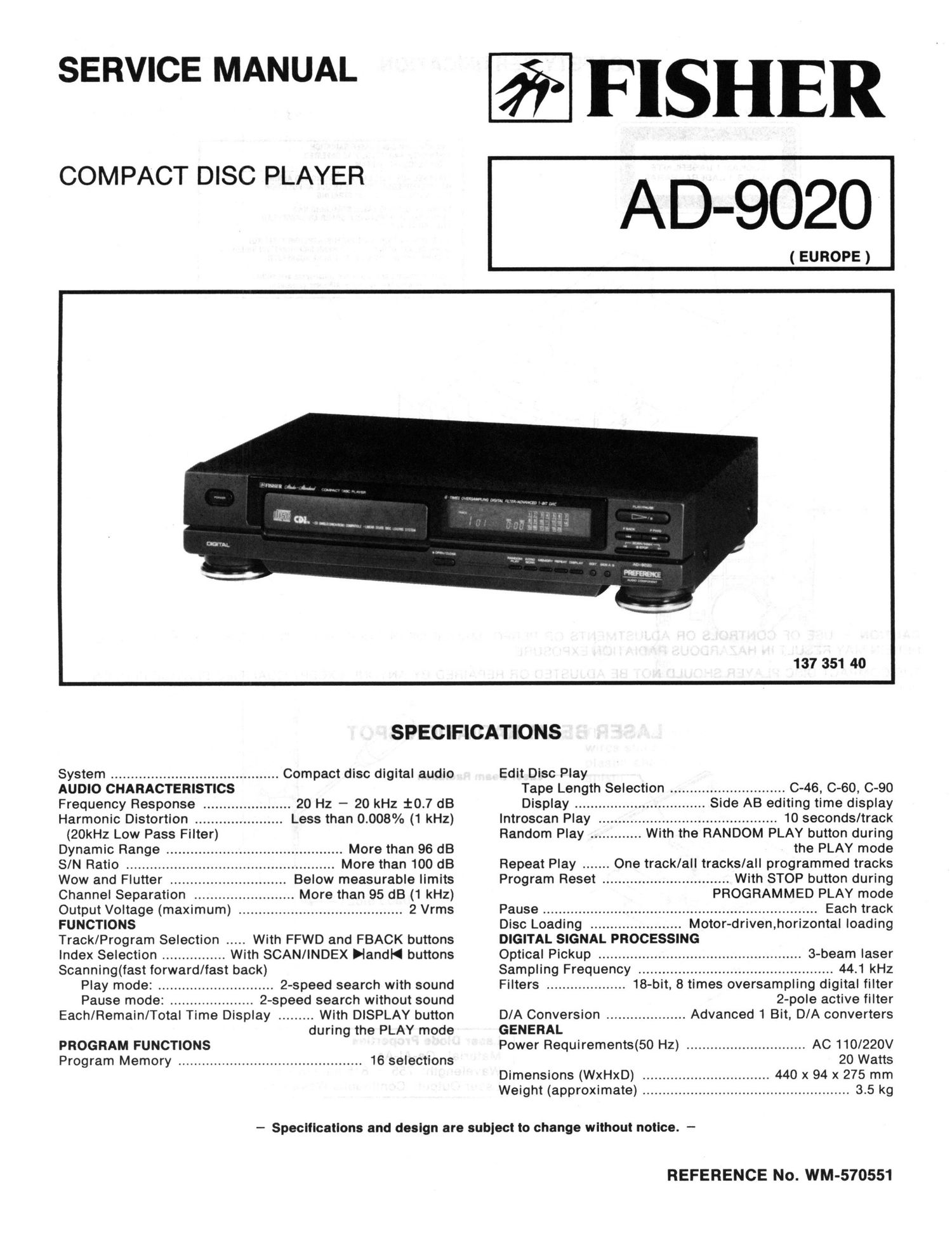 Fisher AD 9020 Schematic