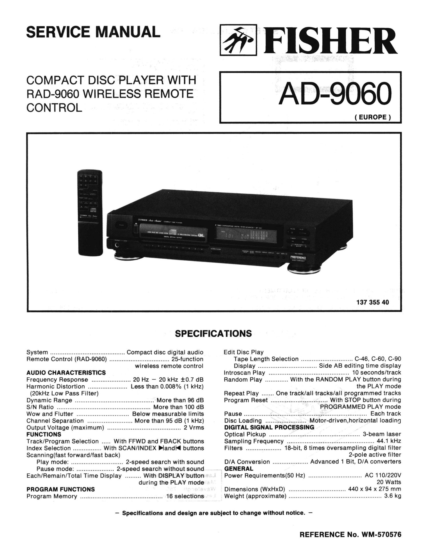 Fisher AD 9060 Schematic