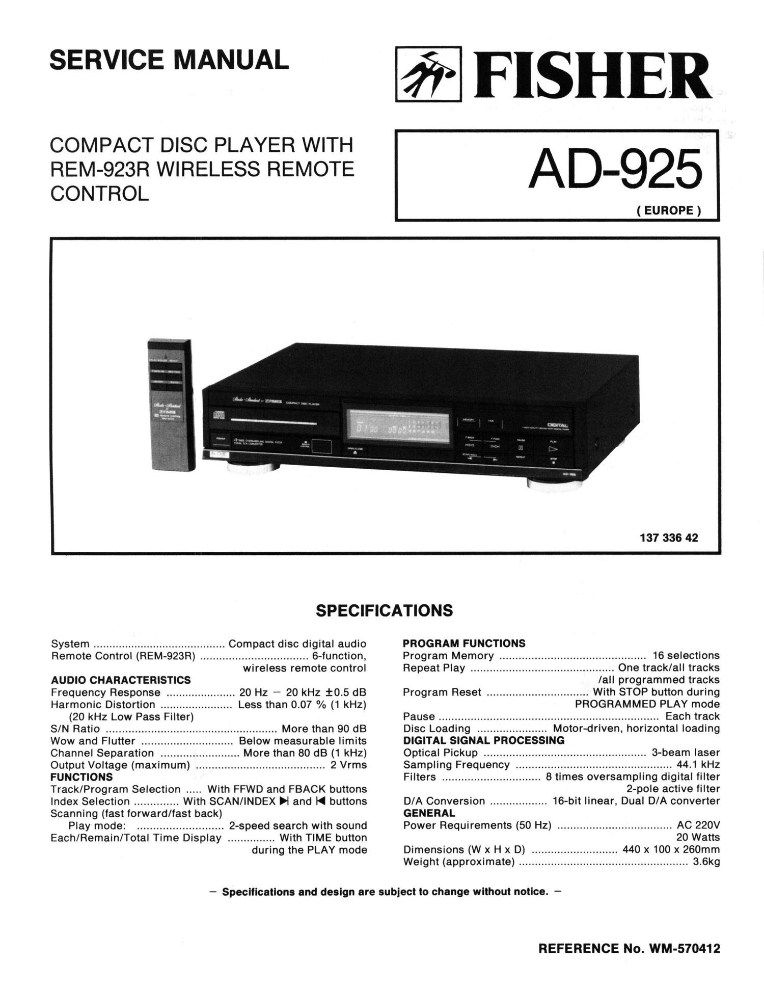 Fisher AD 925 Schematic