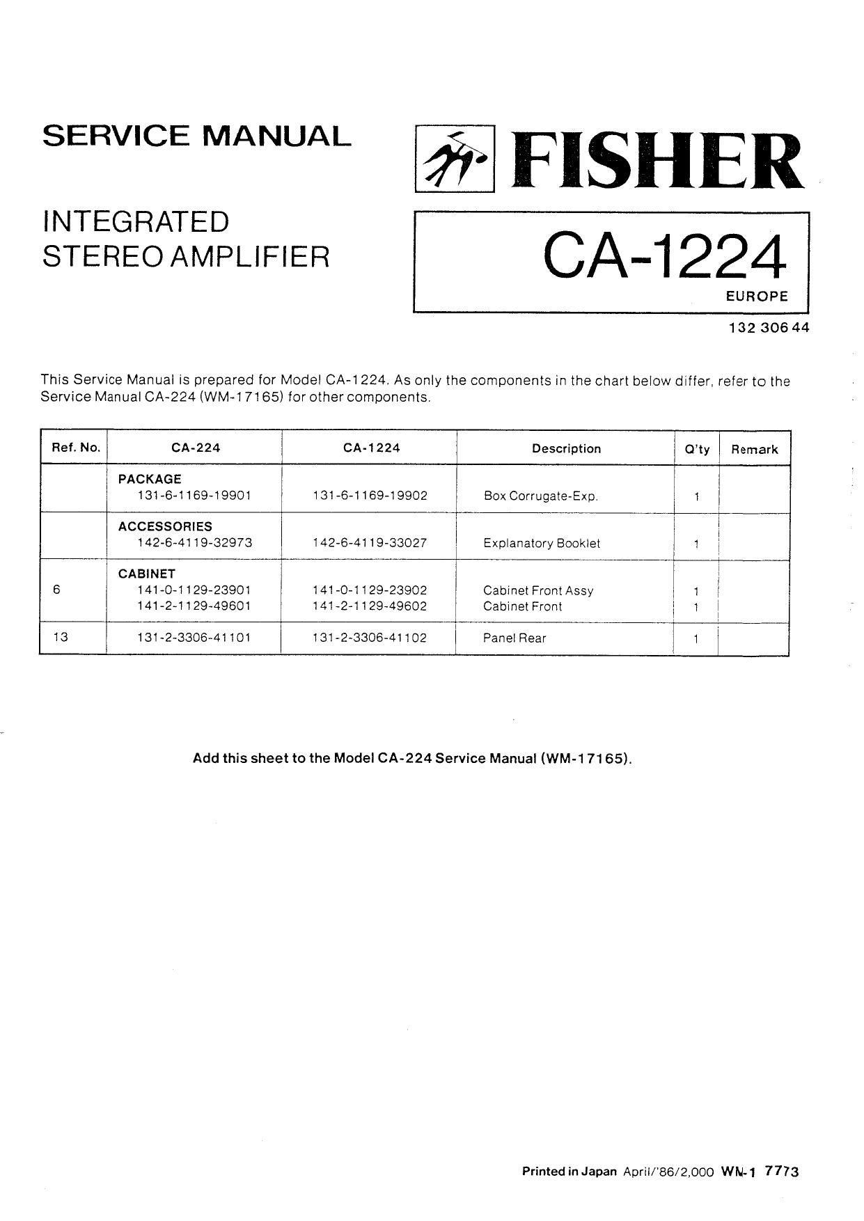 Fisher CA 1224 Service Manual