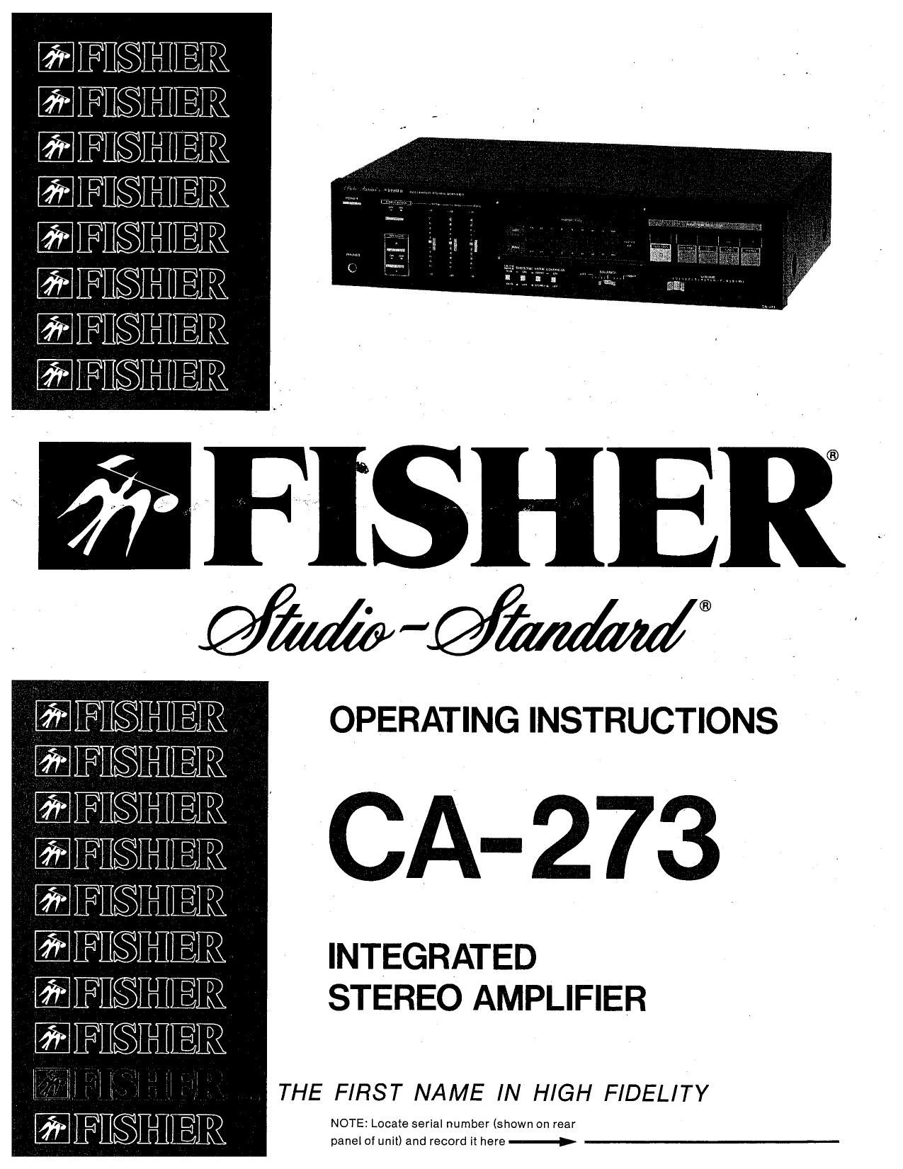 Fisher CA 273 Owners Manual