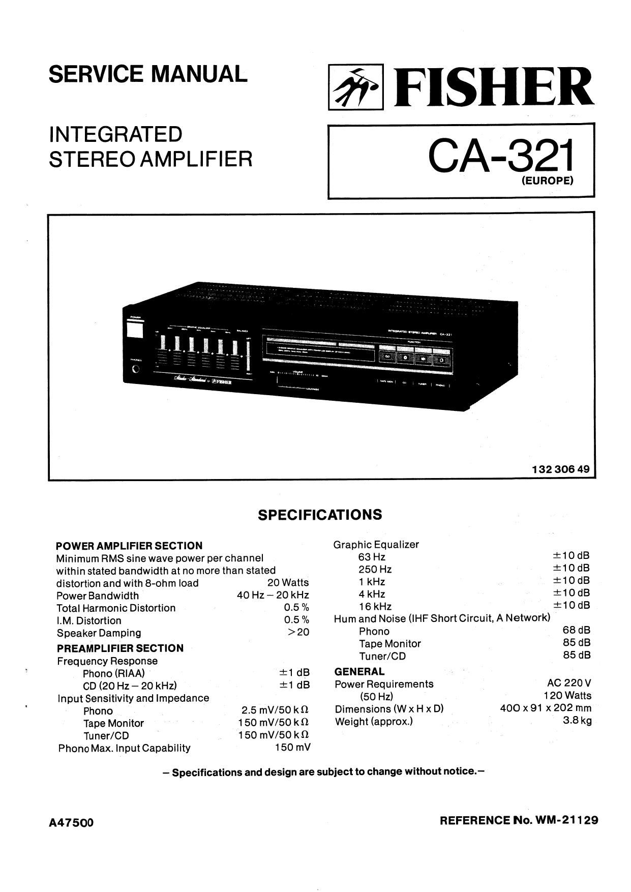 Fisher CA 321 Service Manual