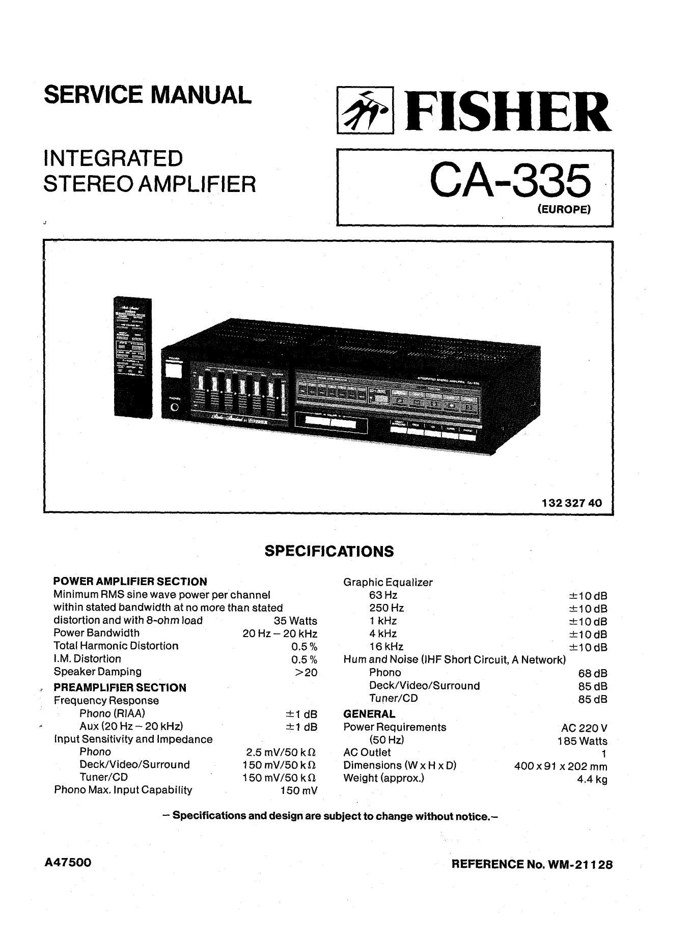 Fisher CA 335 Service Manual