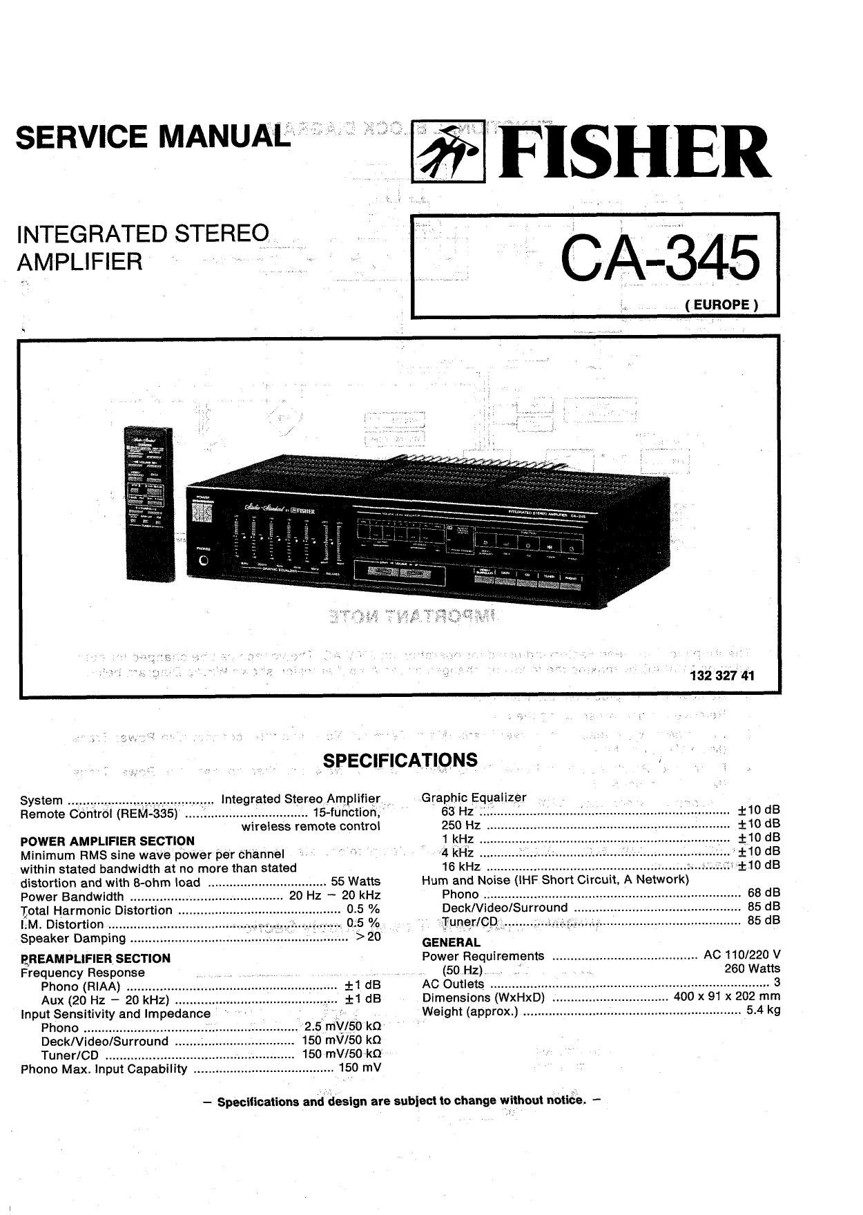 Fisher CA 345 Service Manual