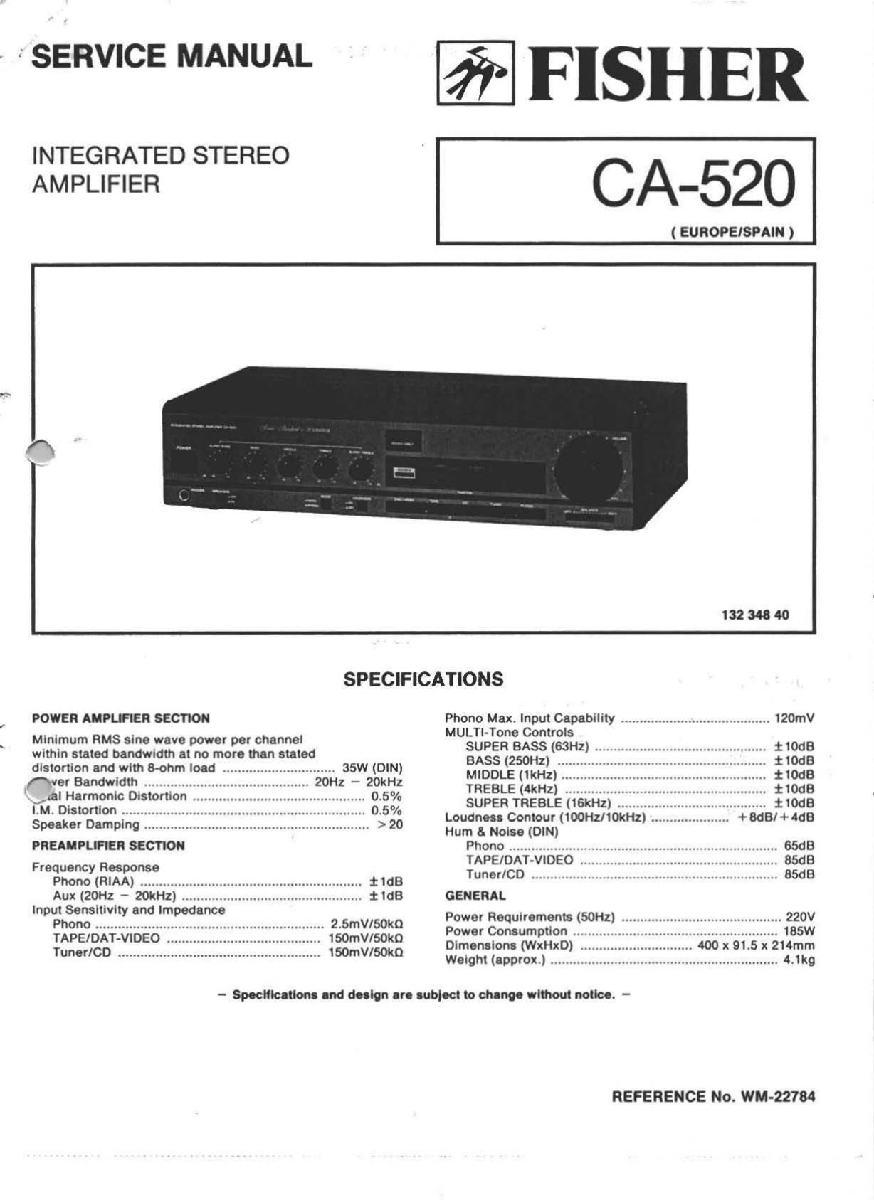 Fisher CA 520 Service Manual