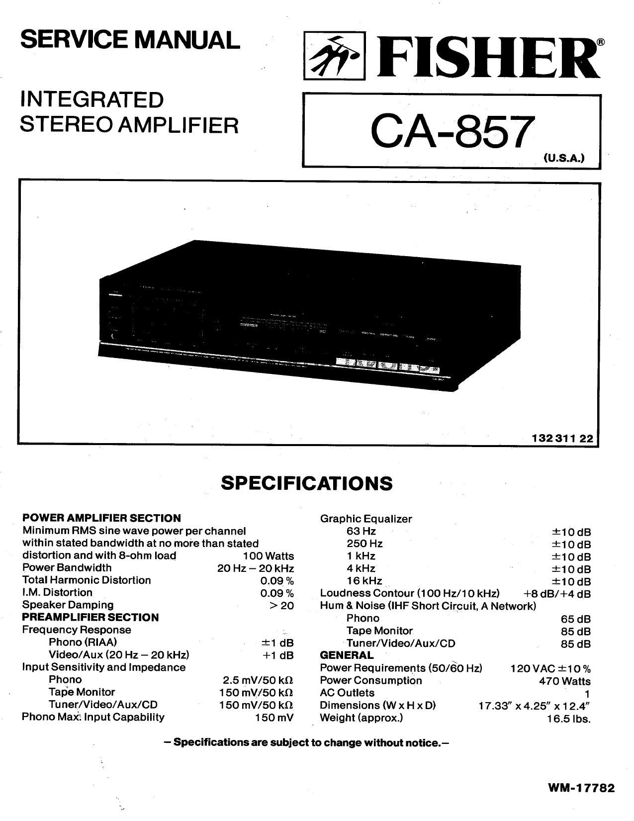 Fisher CA 857 Service Manual