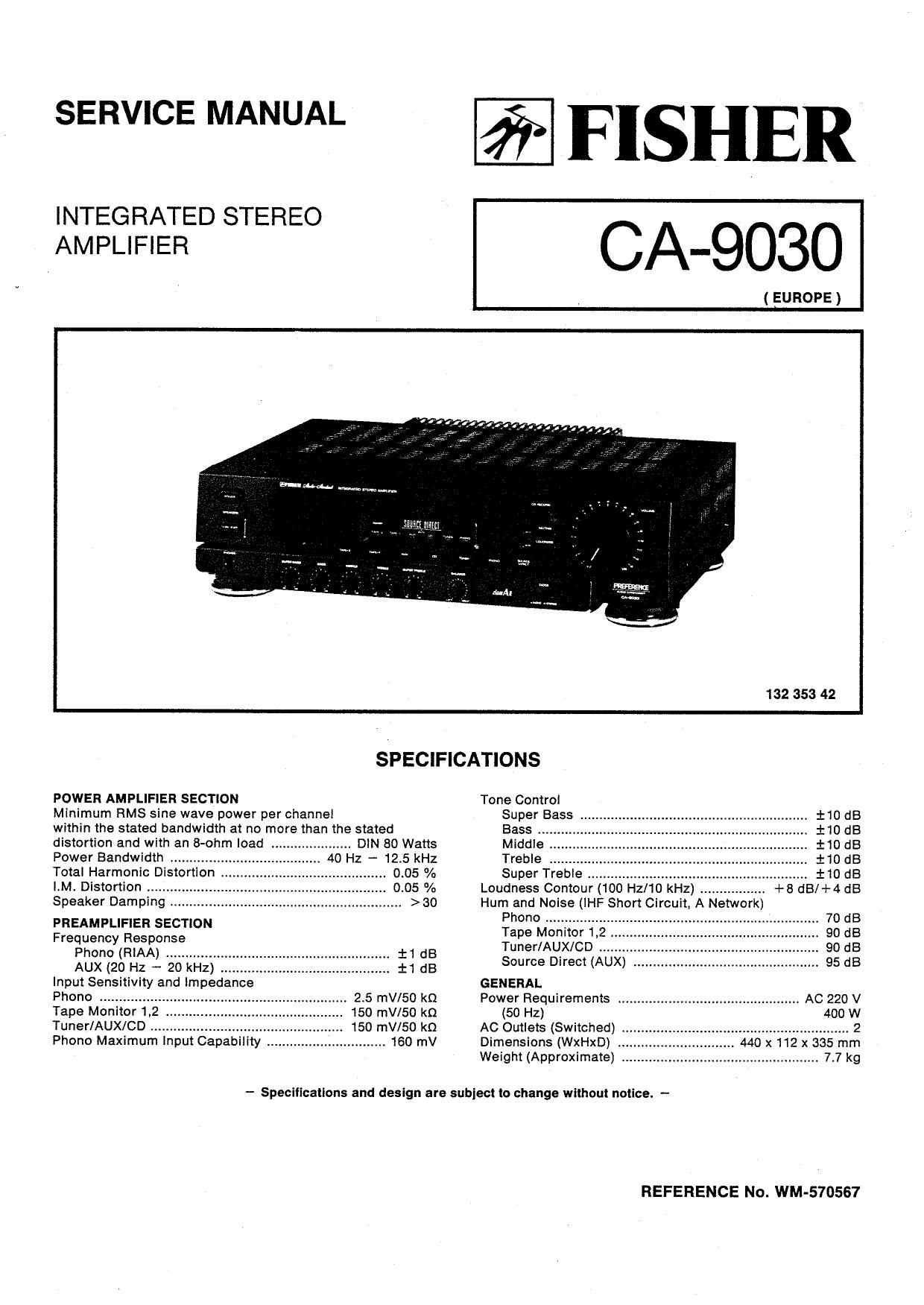 Fisher CA 9030 Service Manual