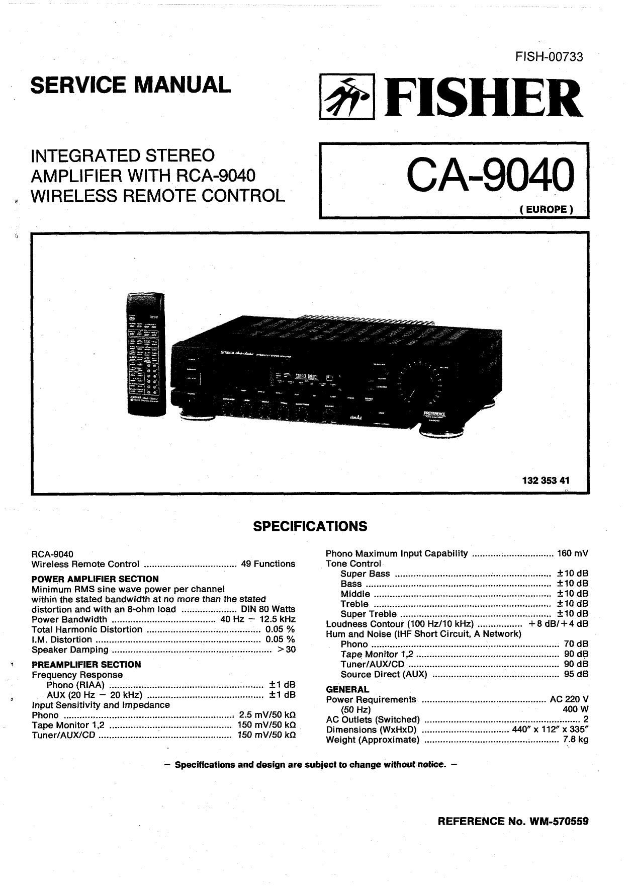 Fisher CA 9040 Service Manual