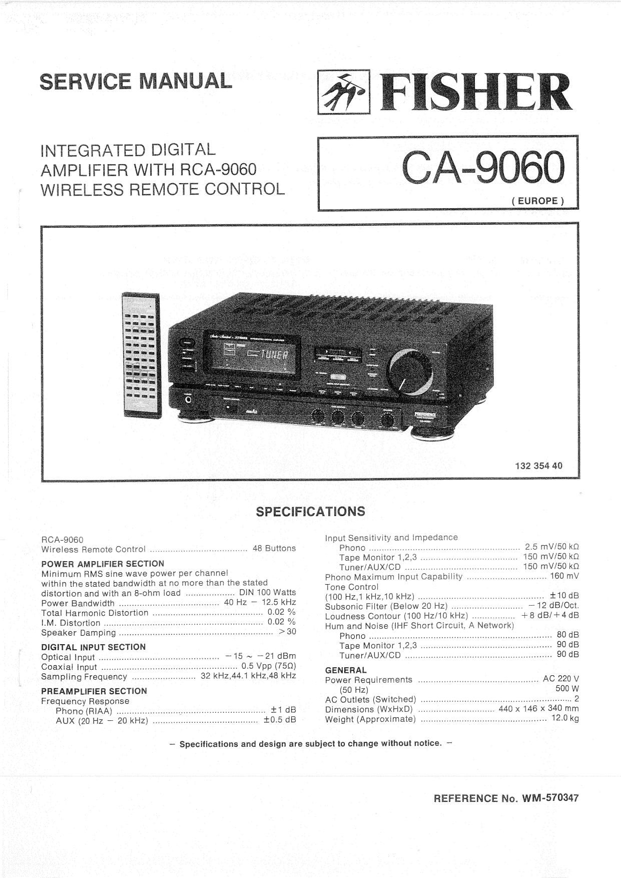 Fisher CA 9060 Service Manual