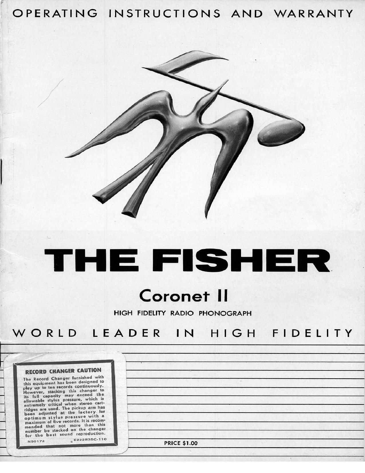 Fisher CORONET 2 Owners Manual