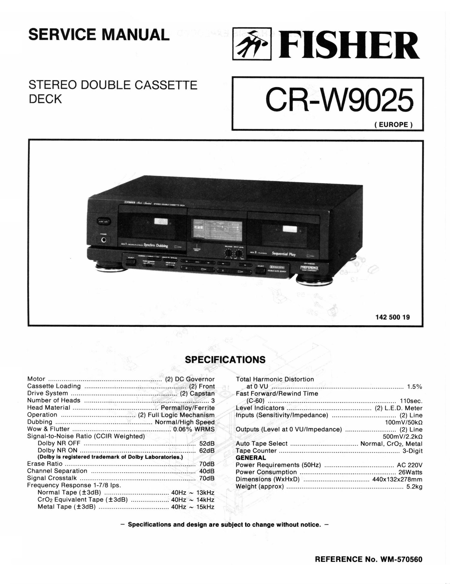 Fisher CR W9025 Schematic