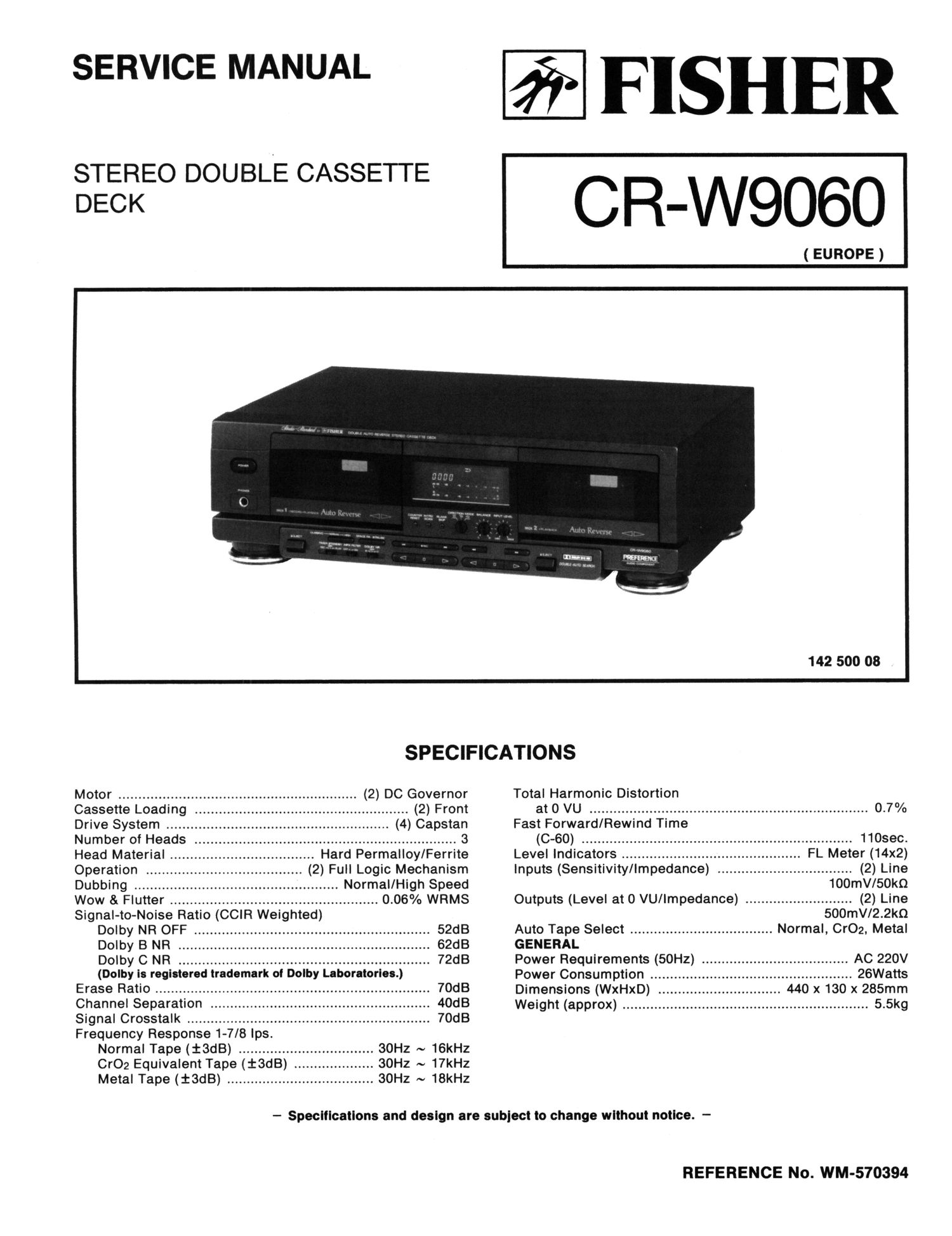 Fisher CR W9060 Schematic