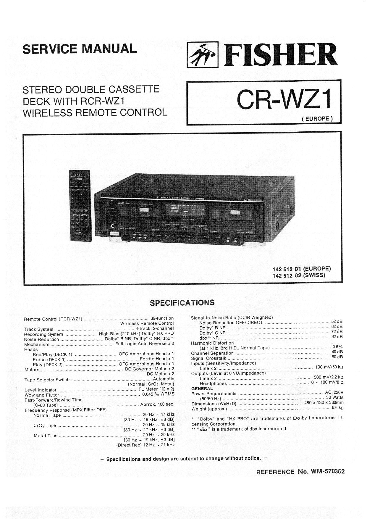 Fisher CRWZ 1 Service Manual