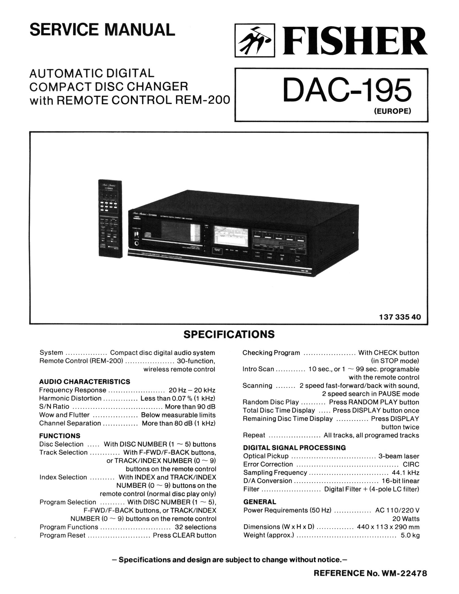 Fisher DAC 195 Schematic