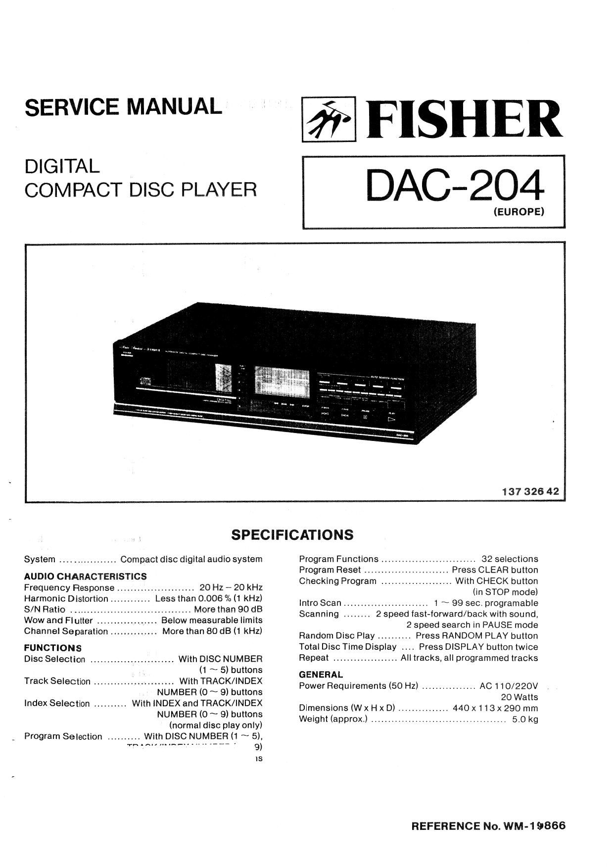 Fisher DAC 204 Service Manual