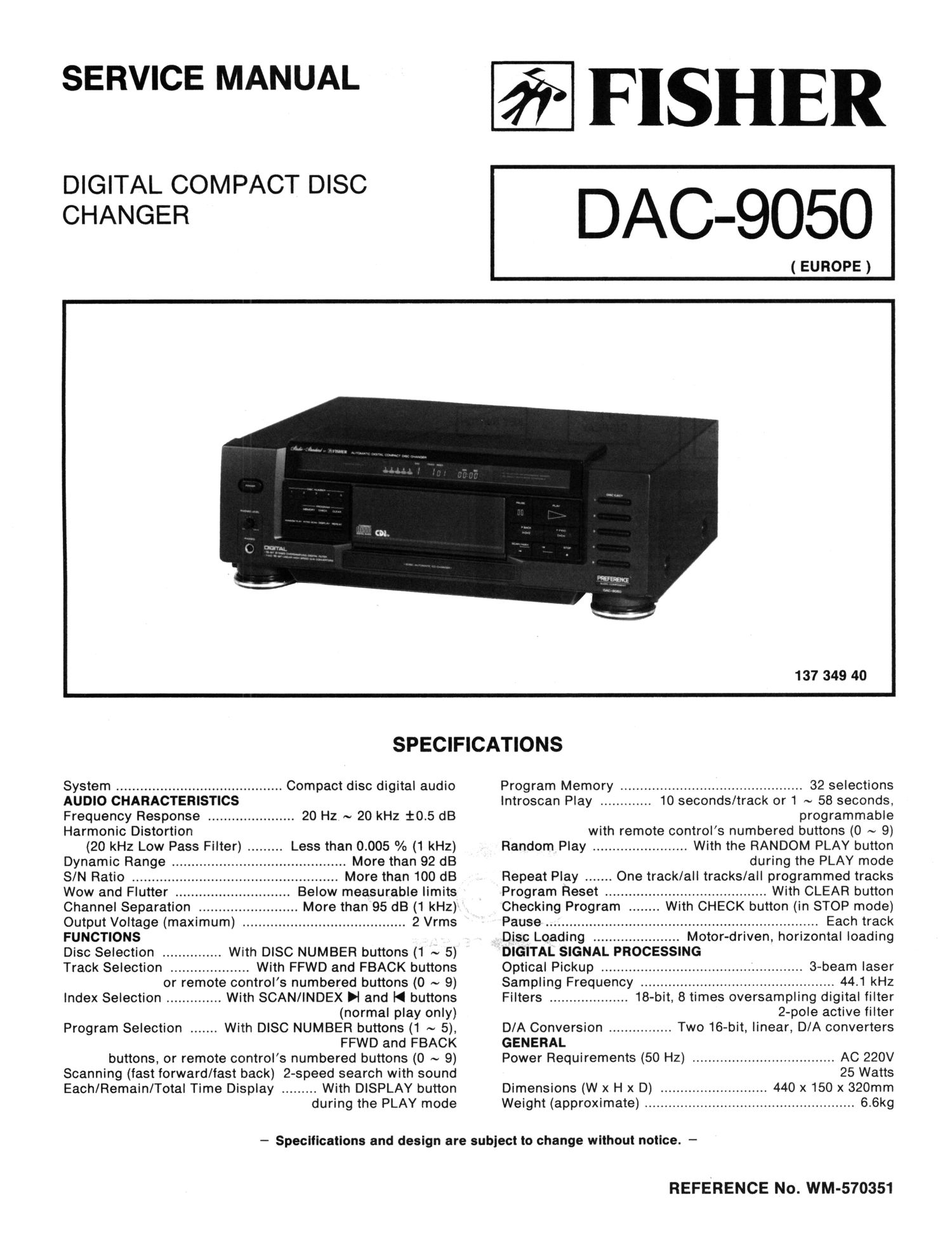 Fisher DAC 9050 Schematic