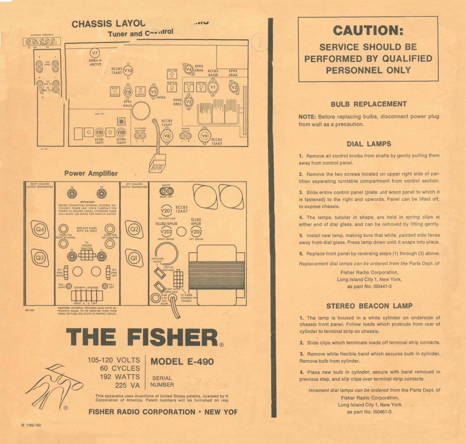 Fisher E 490 label Brochure