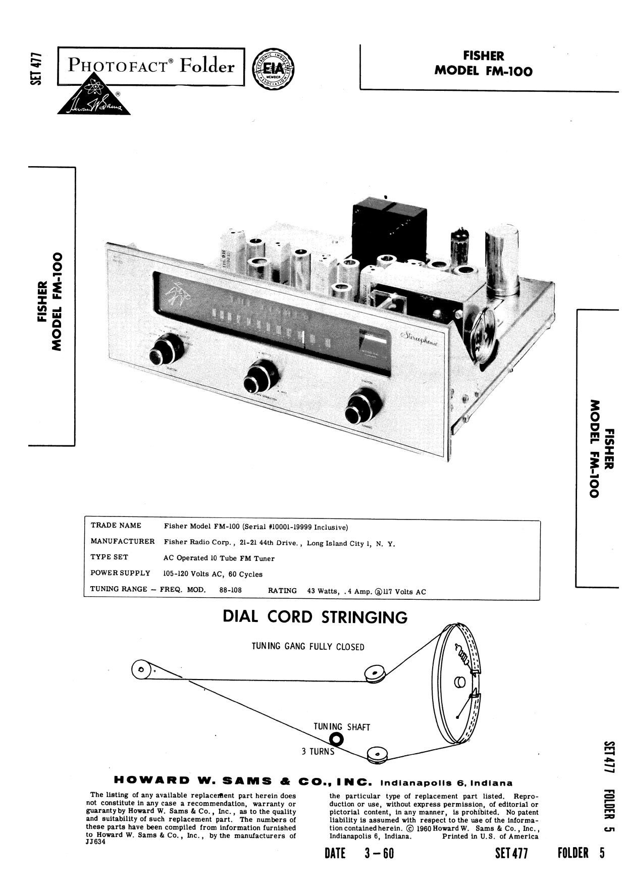 Fisher FM 100 Service Manual