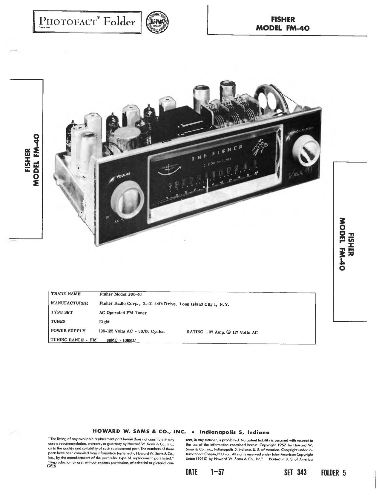 Fisher FM 40 Service Manual