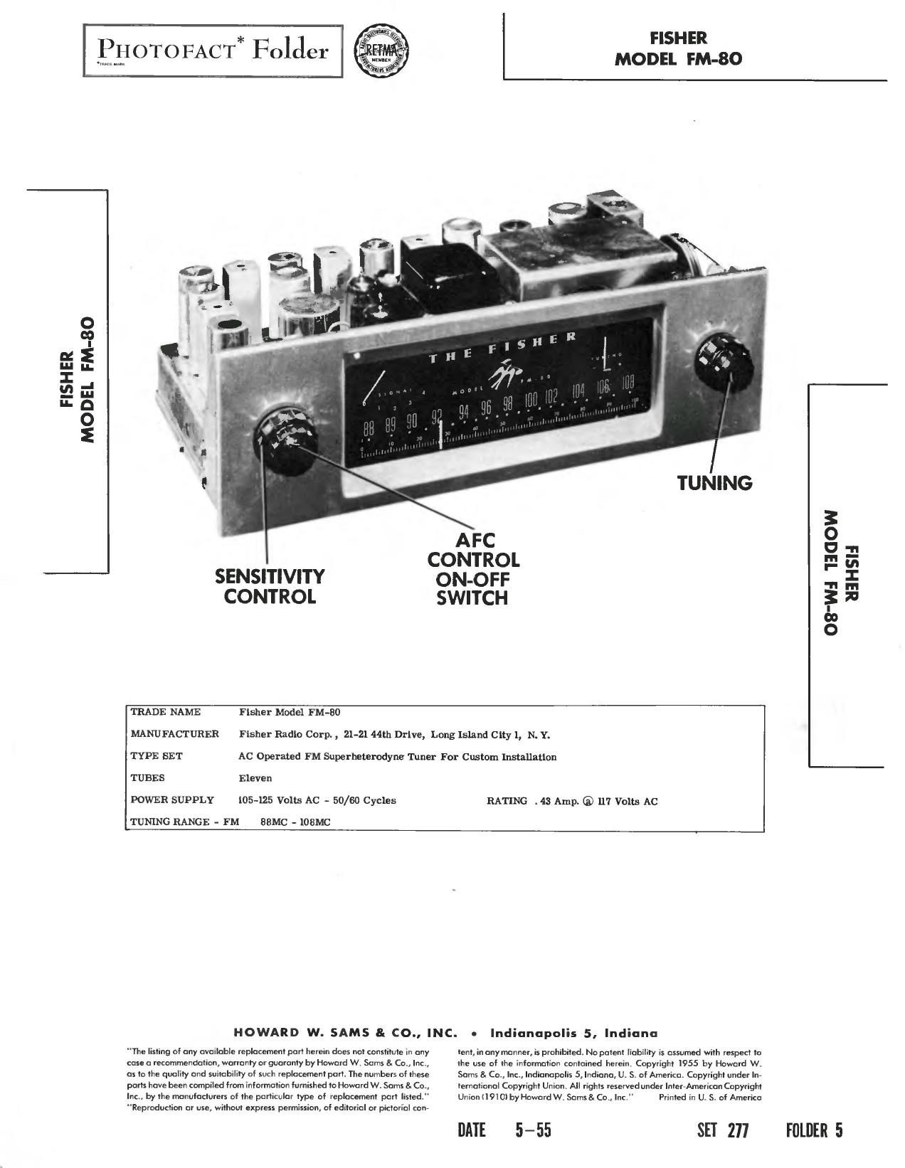 Fisher FM 80 Service Manual