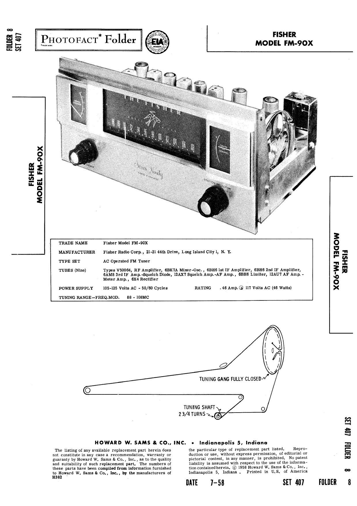 Fisher FM 90 X Service Manual