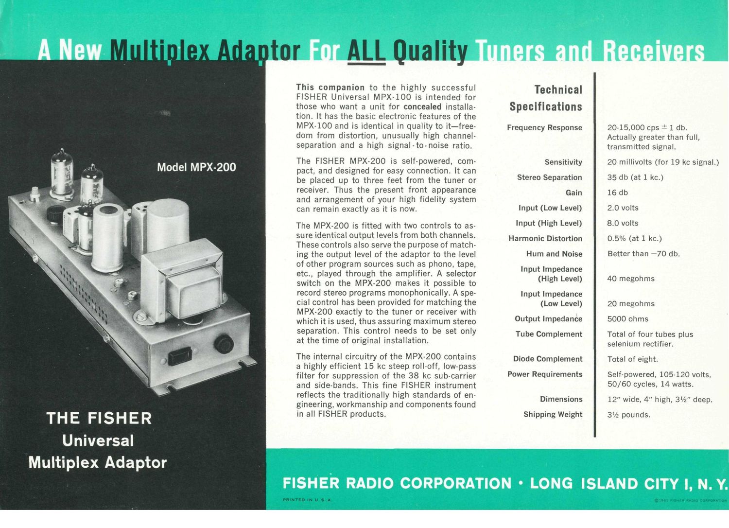 Fisher MPX 200 Brochure