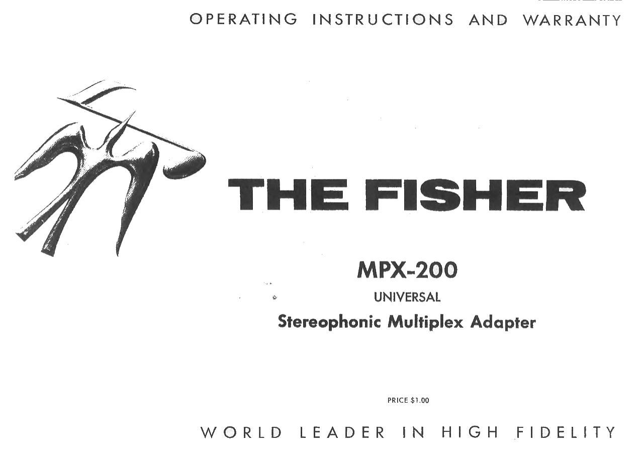 Fisher MPX 200 Owners Manual