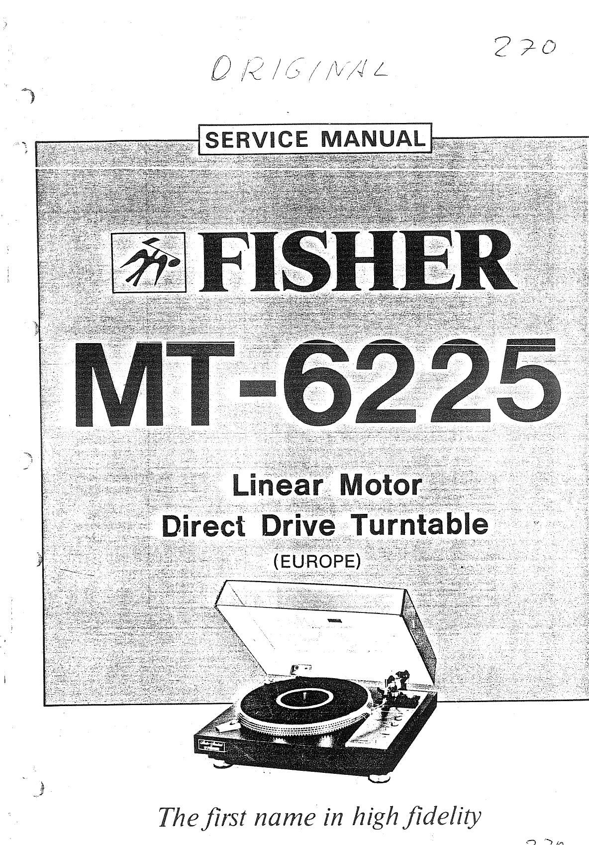 Fisher MT 6225 Service Manual