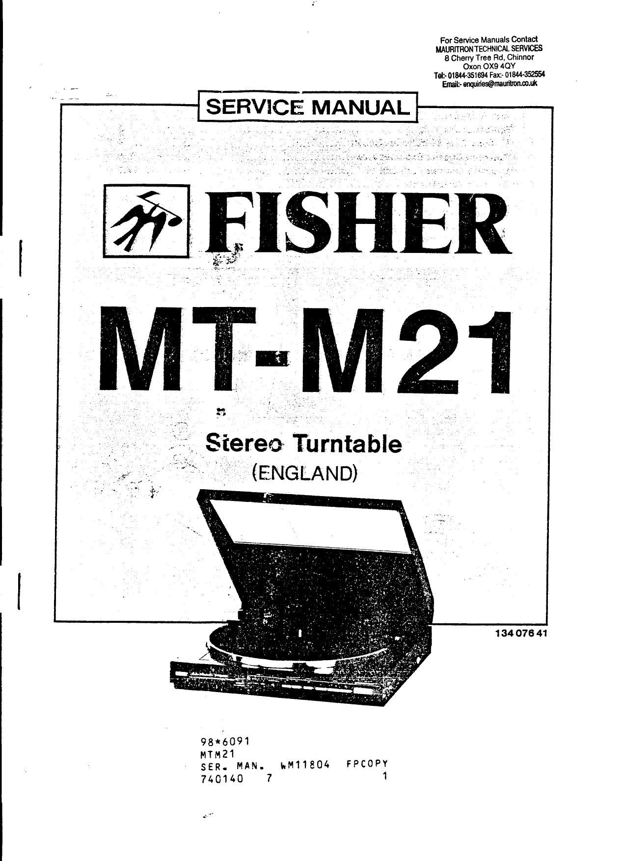 Fisher MTM 21 Service Manual