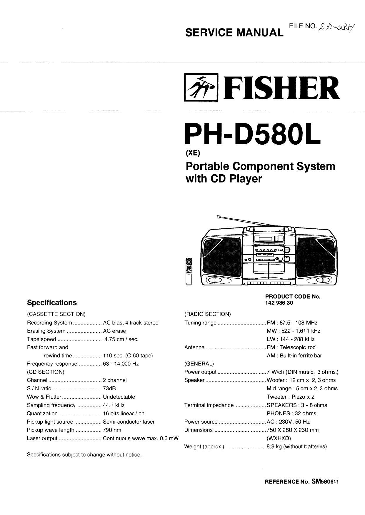 Fisher PHD 580 L Service Manual