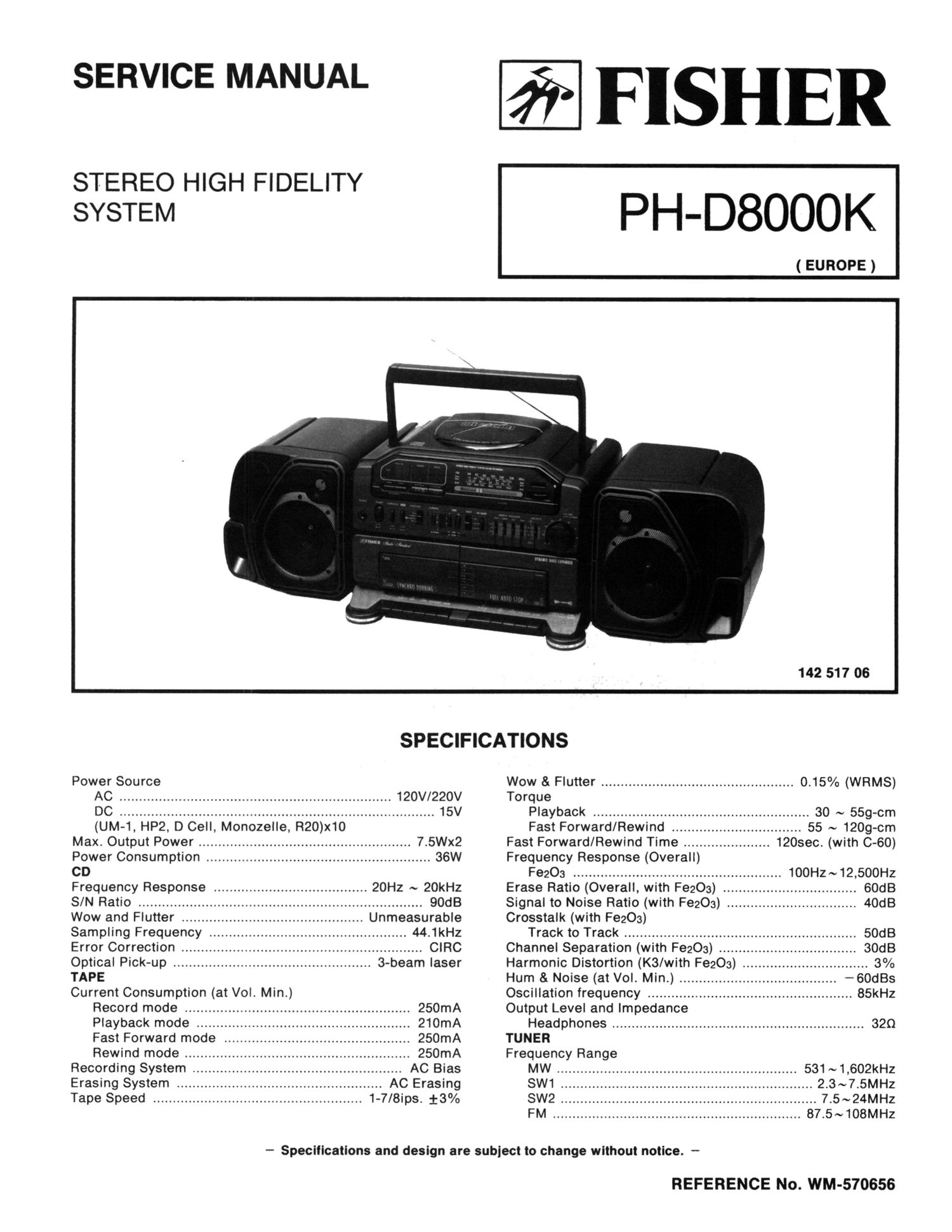 Fisher PHD 8000 K Schematic