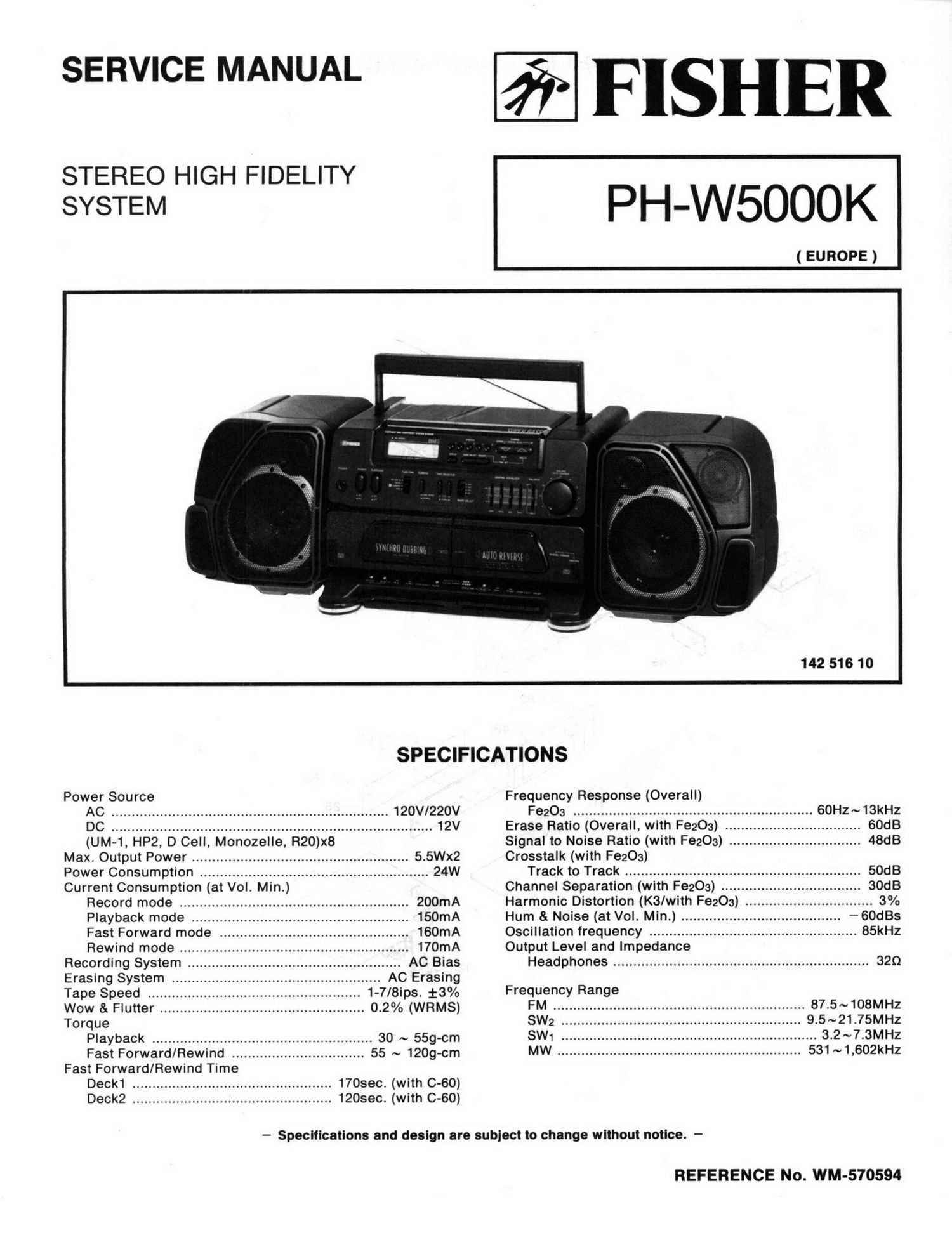 Fisher PHW 5000 K Schematic