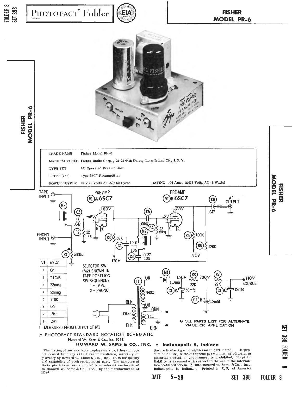 Fisher PR 6 Service Manual