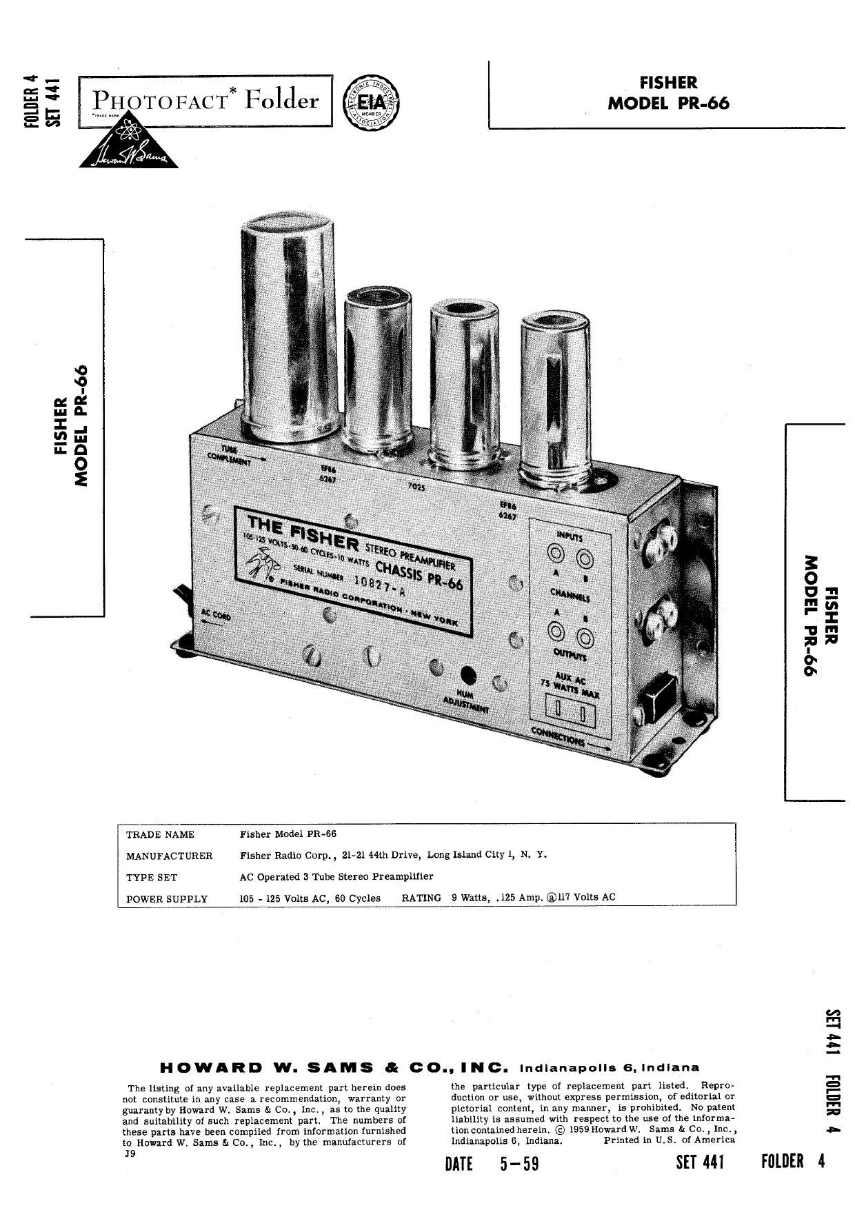 Fisher PR 66 Service Manual