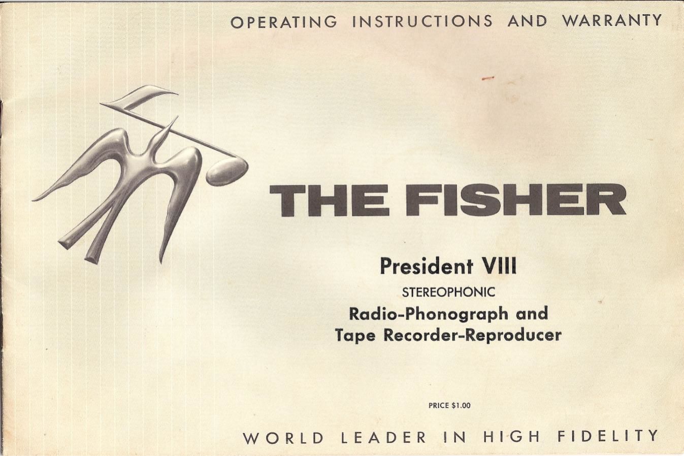 Fisher PRESIDENT 8 Owners Manual