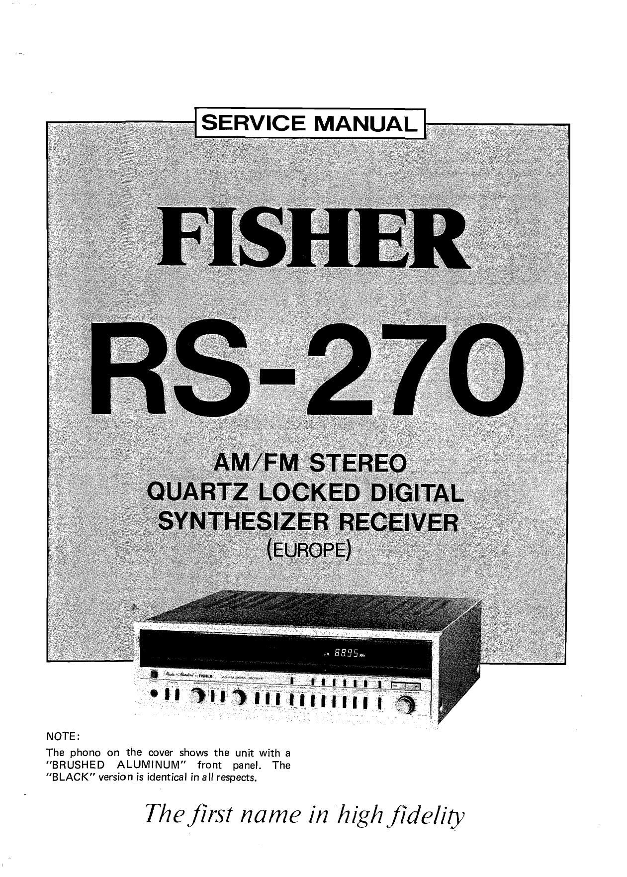 Fisher RS 270 Service Manual