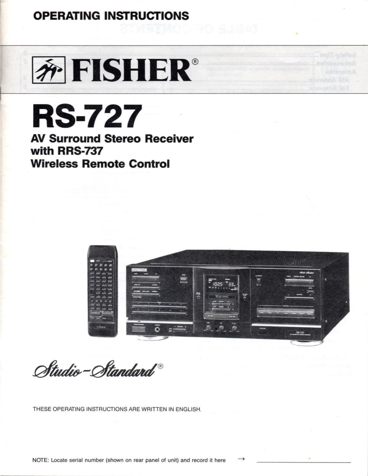 Fisher RS 727 Service Manual