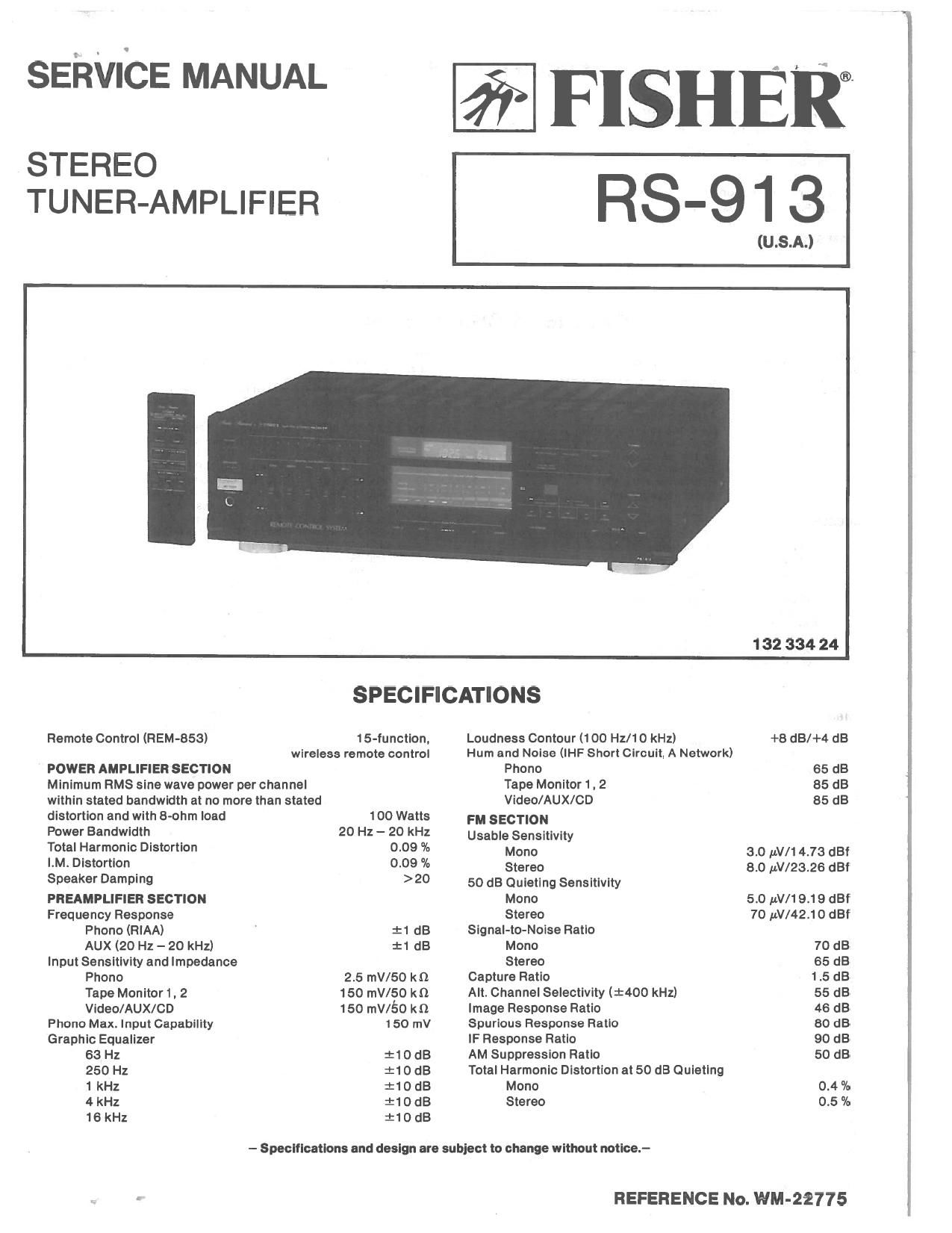 Fisher RS 913 Service Manual