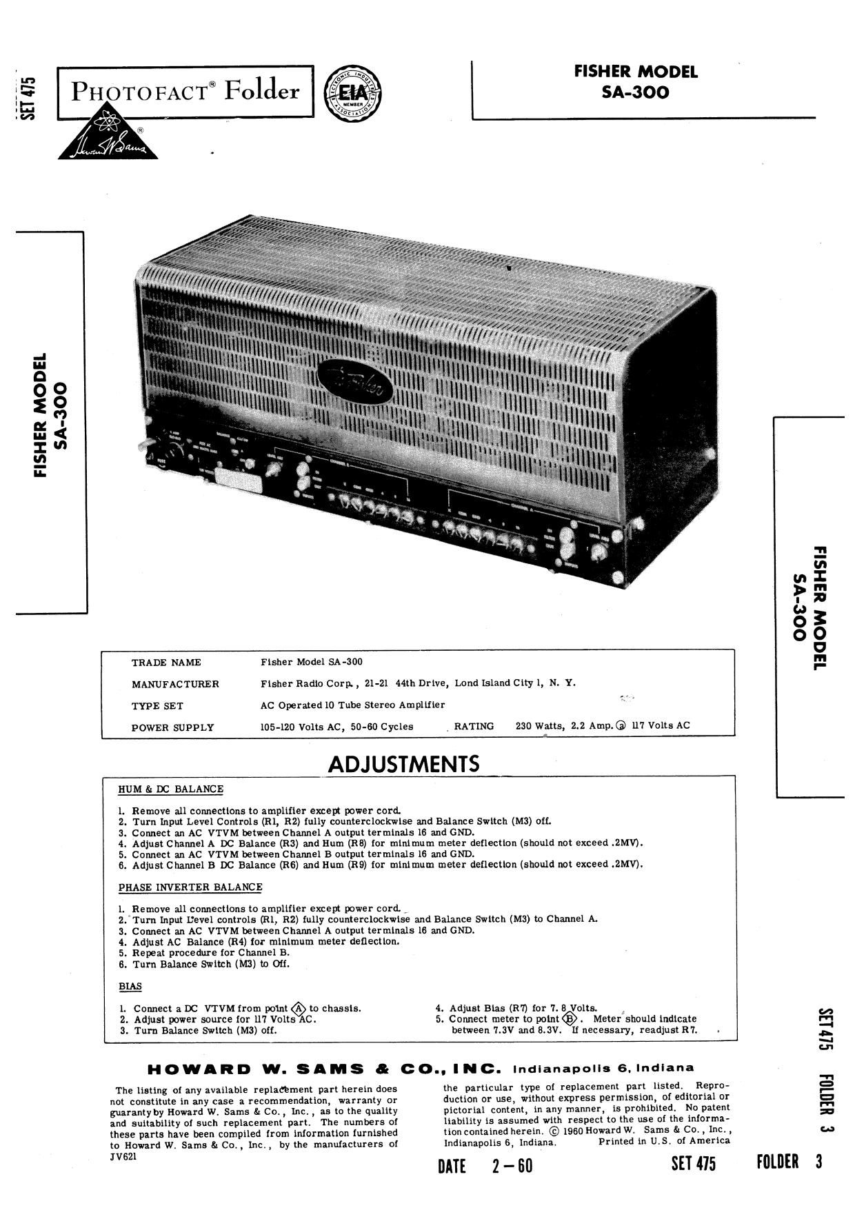 Fisher SA 300 Service Manual