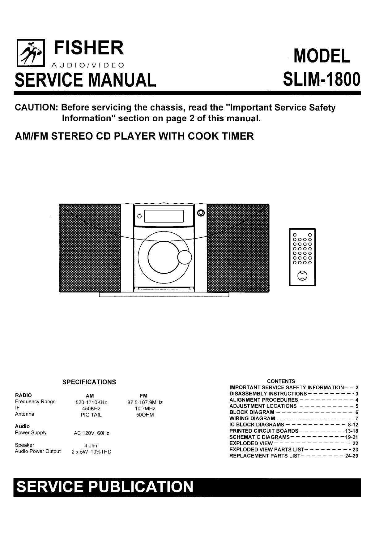 Fisher SLIM 1800 Service Manual