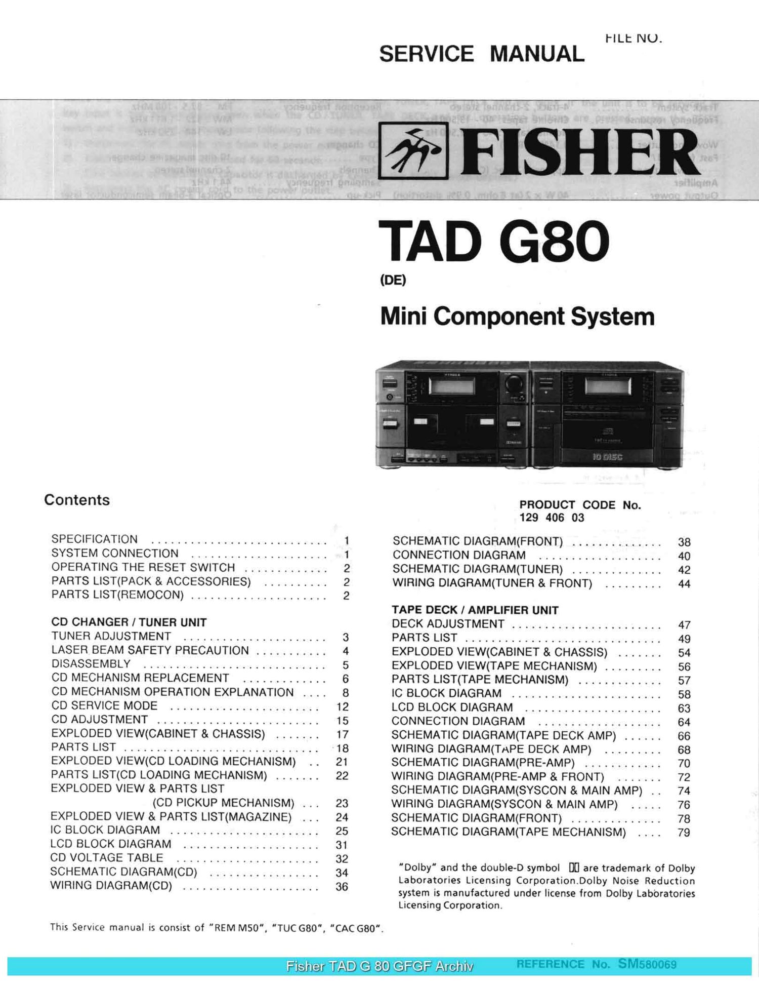 Fisher TAD G80 Service Manual