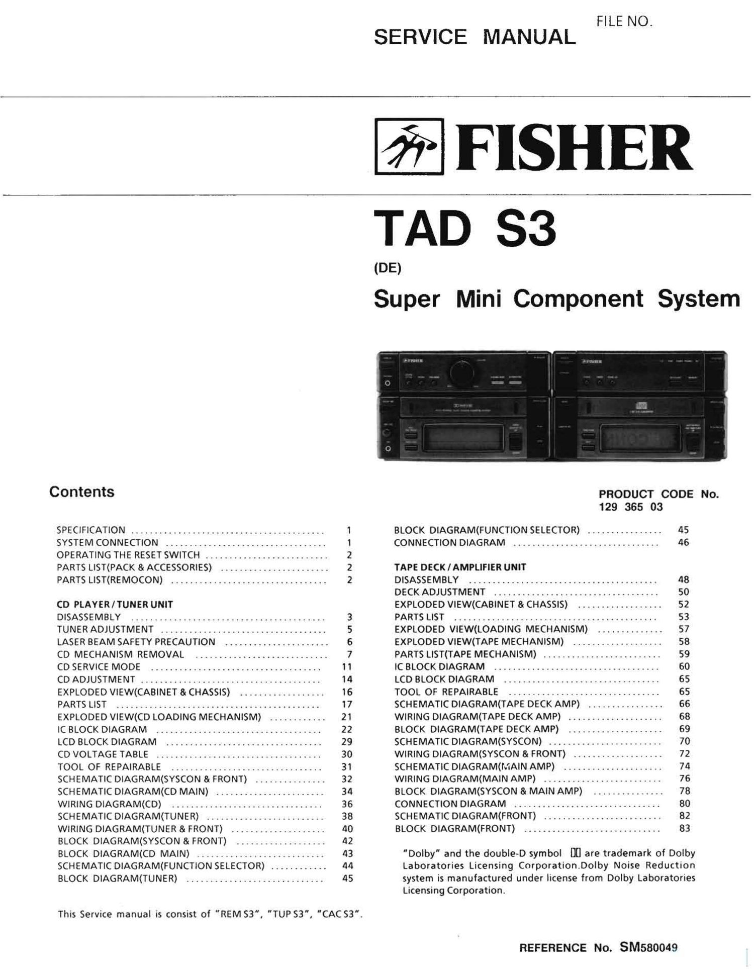 Fisher TAD S3 Schematic
