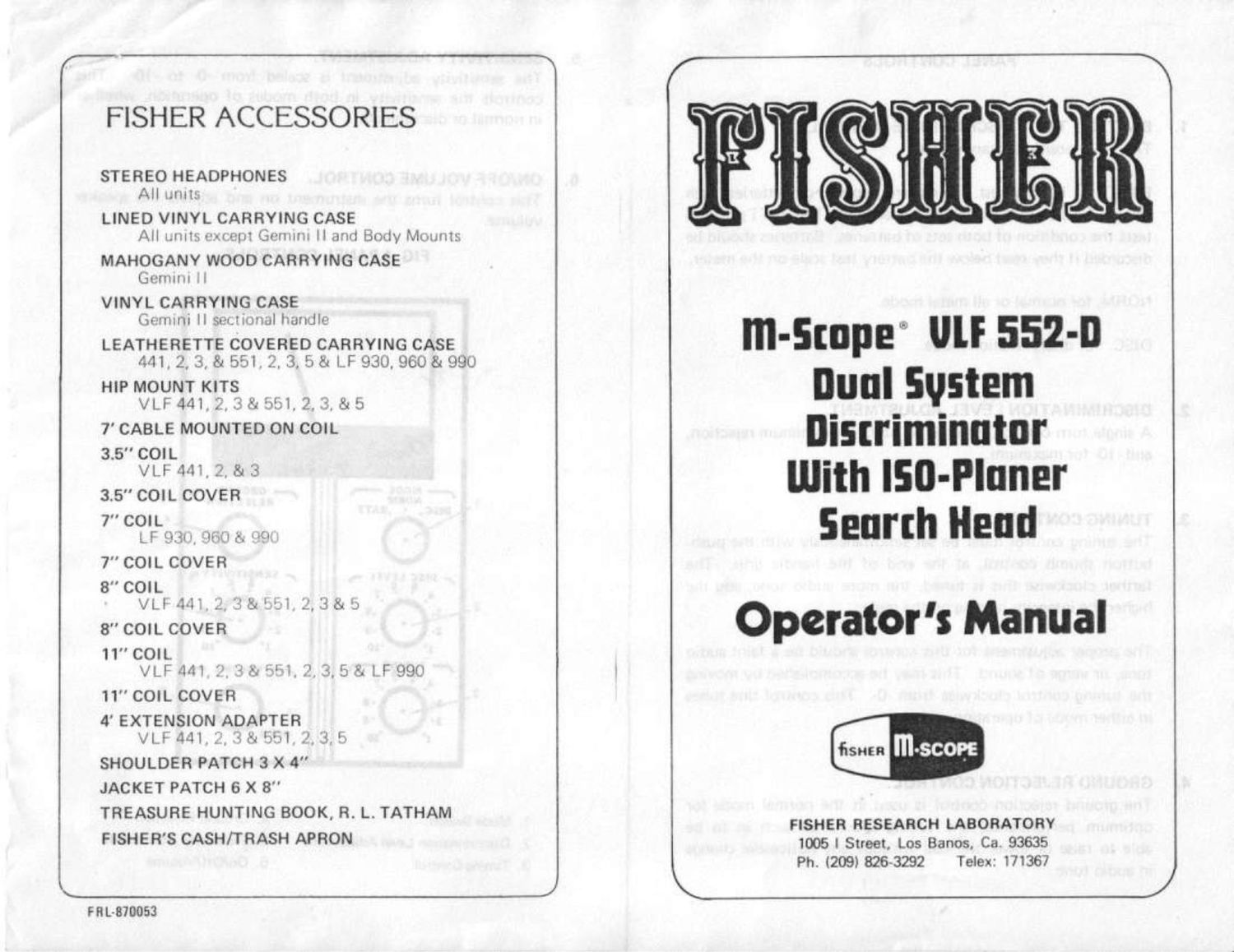 Fisher VLF 552 D Owners Manual