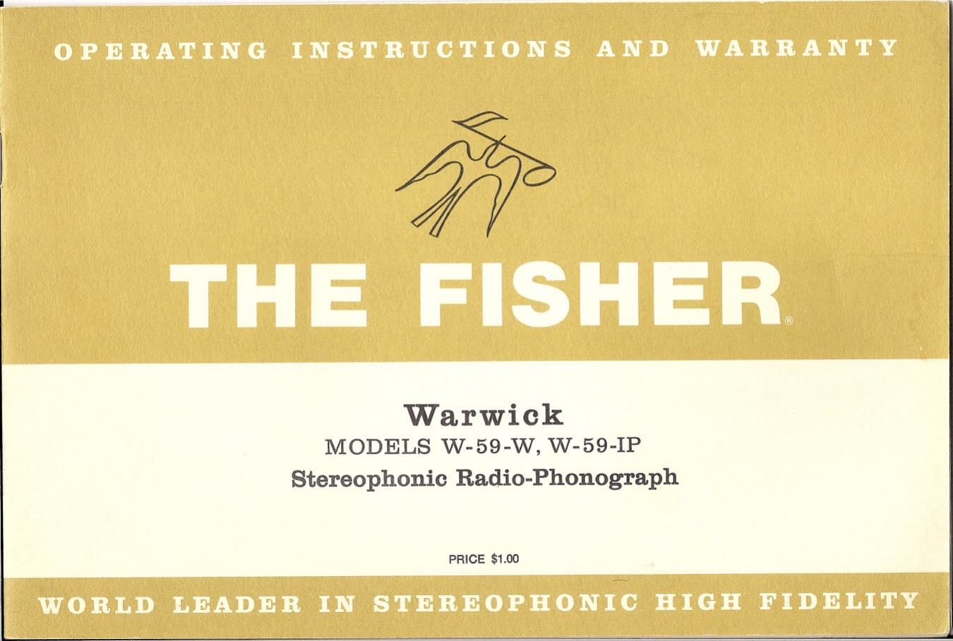 Fisher WARWICK W 59 W Owners Manual