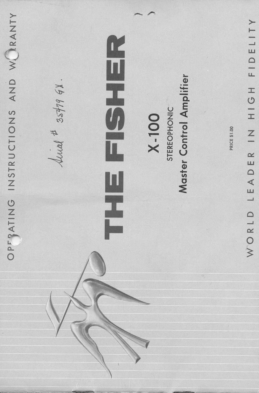 Fisher X 100 Owners Manual