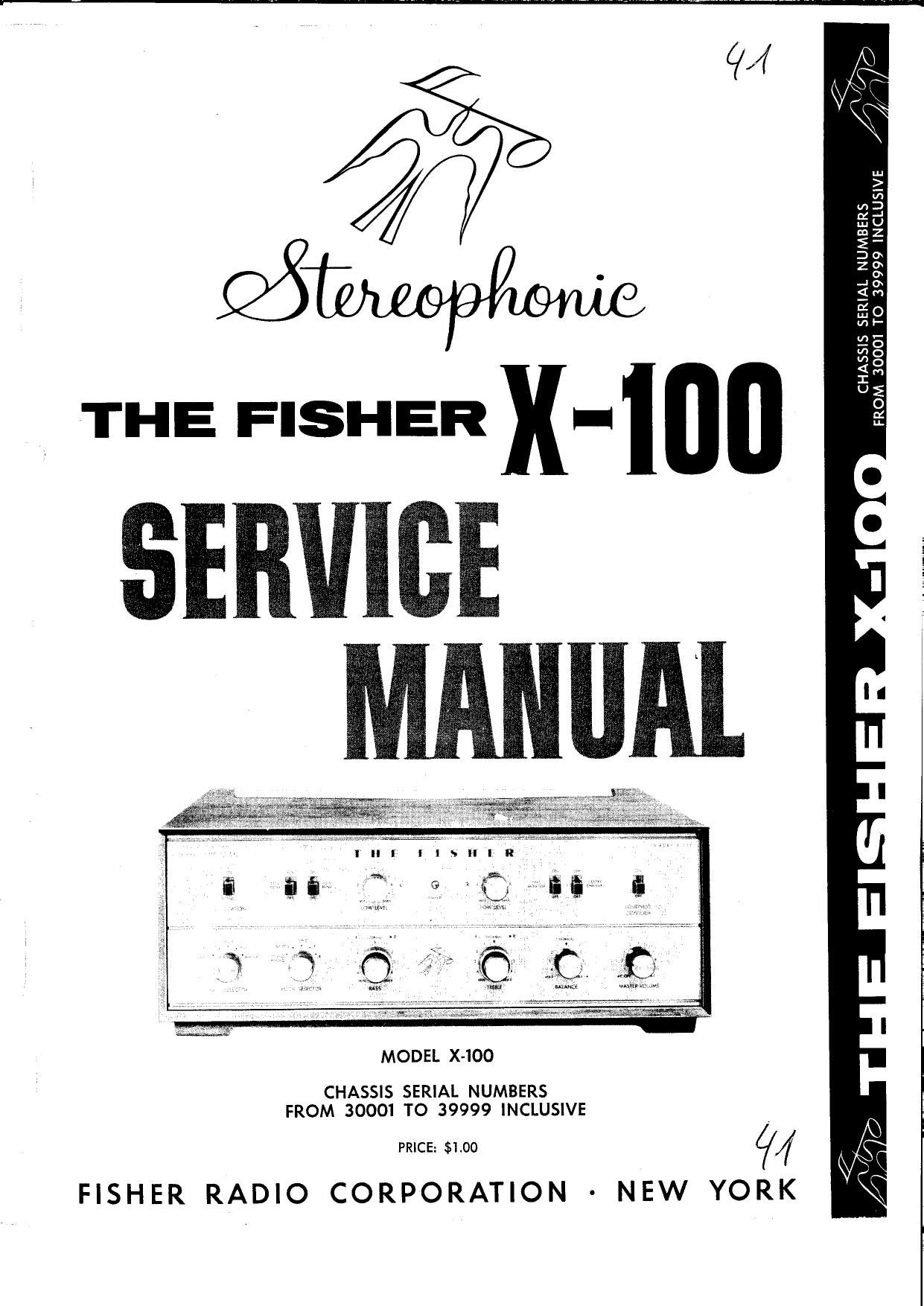 Fisher X 100 Service Manual