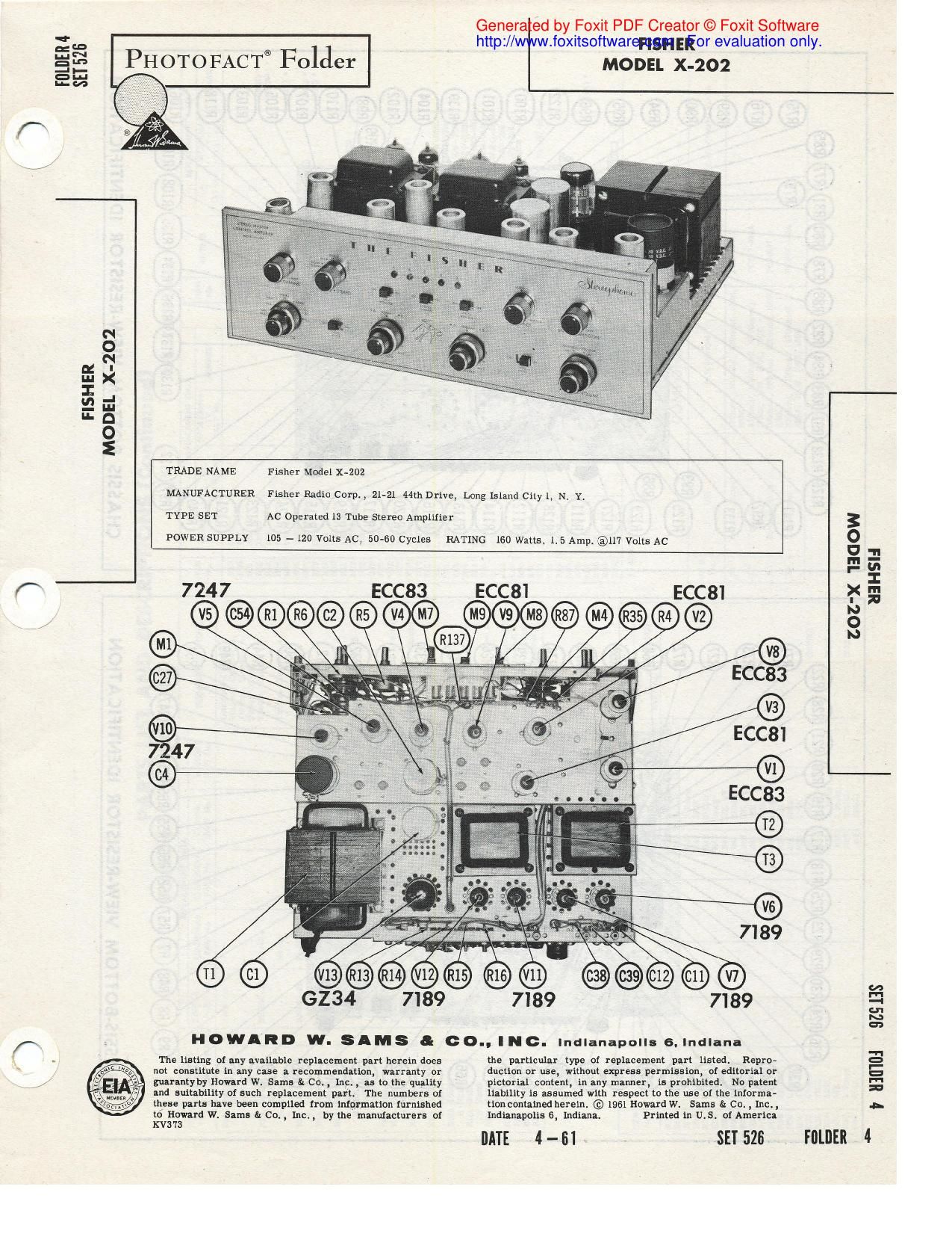 Fisher X 202 Service Manual