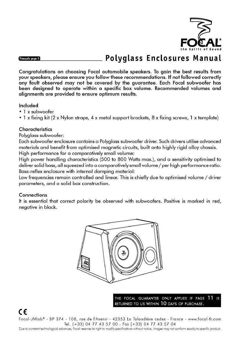 Focal SB 27 V1 User Manual